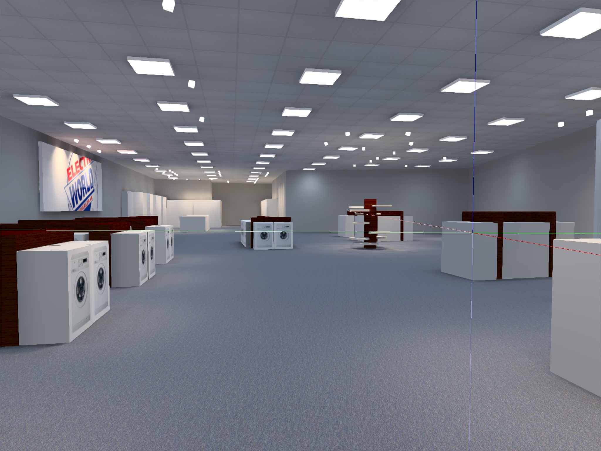 3D-lichtontwerp van een winkelinterieur